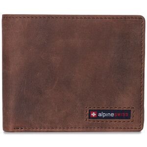 Alpine Swiss Mens Commuter RFID Bifold Wallet 2 ID Windows Divided Bill Section